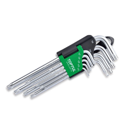 Toptul Κλειδιά Γωνίας Torx με Οπή Long Type T10-T50 9pcs